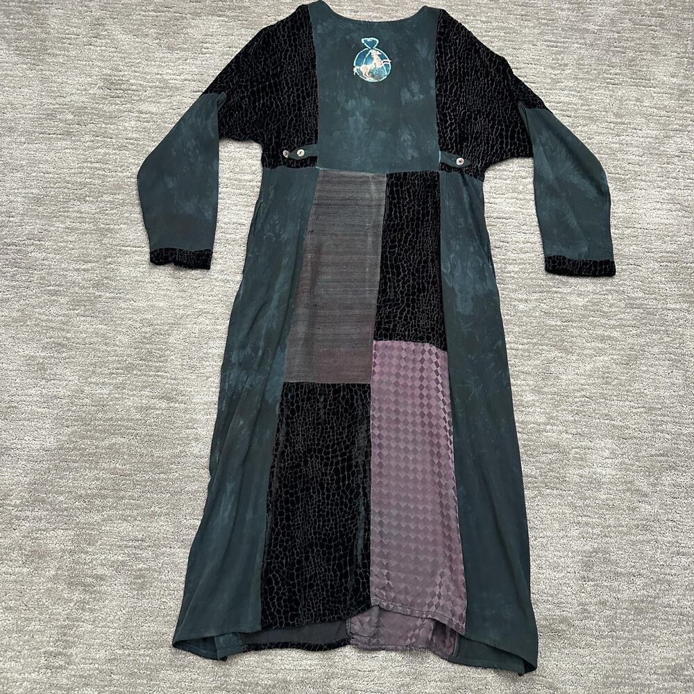 Steel Pony Dress Womens XL Patchwork Velvet Maxi Boho Horse Southwestern Art - Picture 6 of 11